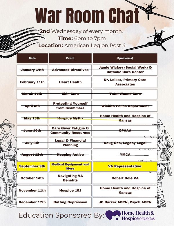 War Room Chat schedule with highlighted September event.