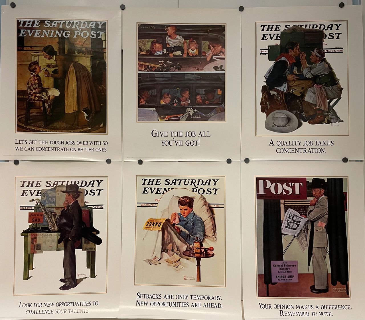 Selection of Norman Rockwell images licensed for The Masterpiece Program by Clement Communications, 1990s