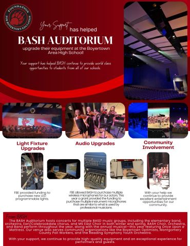 BASH Auditorium upgrades funded by Foundation for Boyertown Schools.