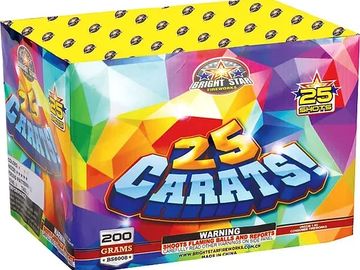 Colorful 25 Carats fireworks box with 25 shots.