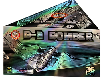 B-2 Bomber fireworks box with 36 shots.