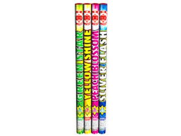 Four colorful summer-themed chalk sticks.