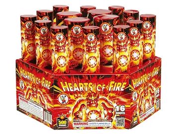 Box of Hearts of Fire fireworks with 16 shots.