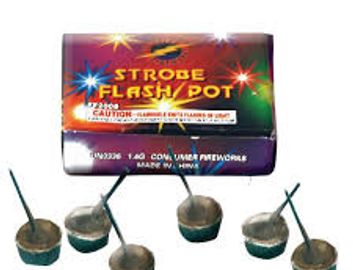 Strobe flash pot fireworks with six units.