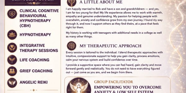 List of therapy and coaching services offered.