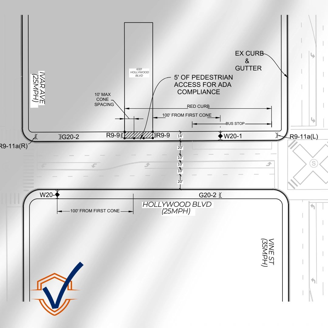 Lane closure and detour plan drawing with Public Ready branding for traffic control planning.