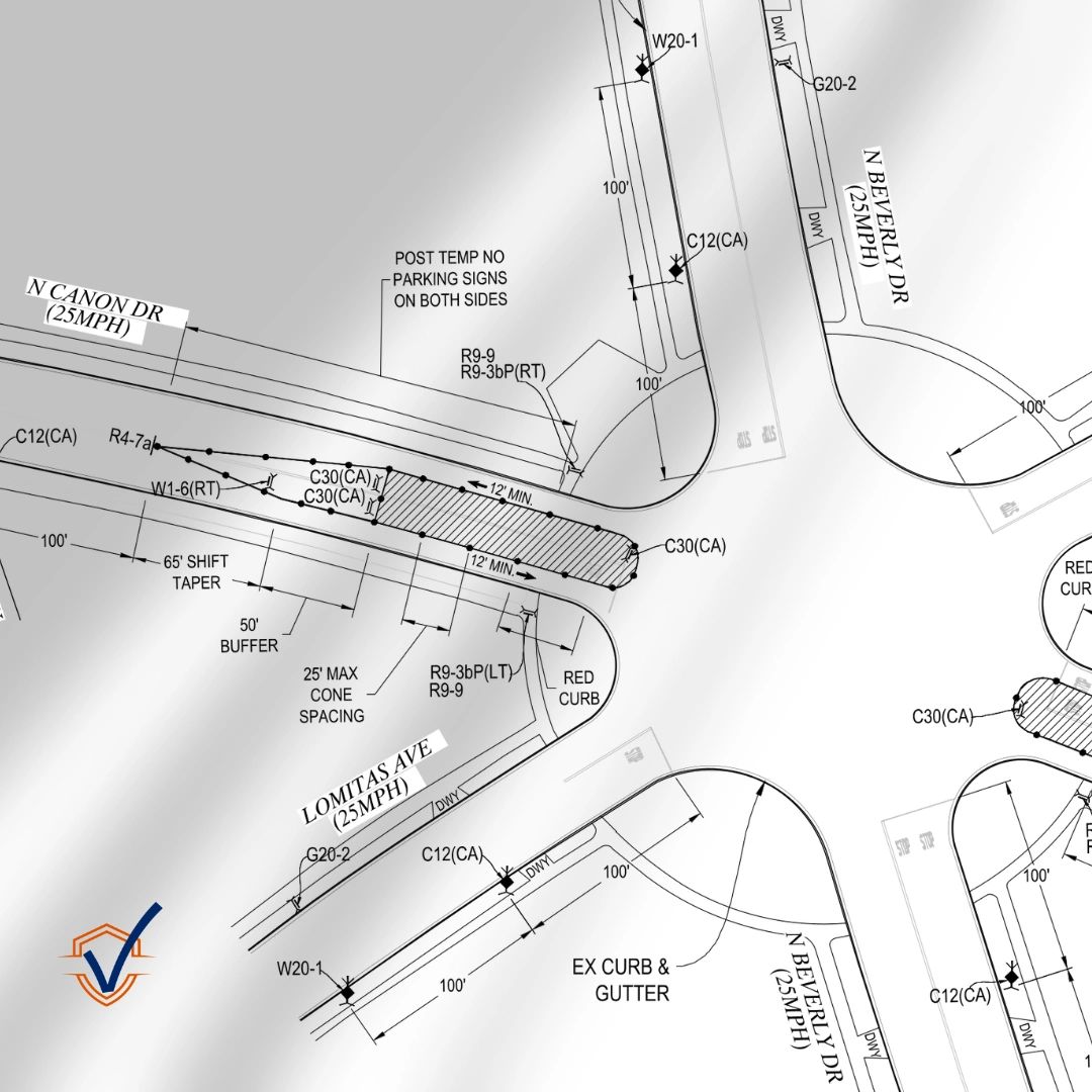 traffic control plan blueprint used as a background graphic for Traffic Control Plans