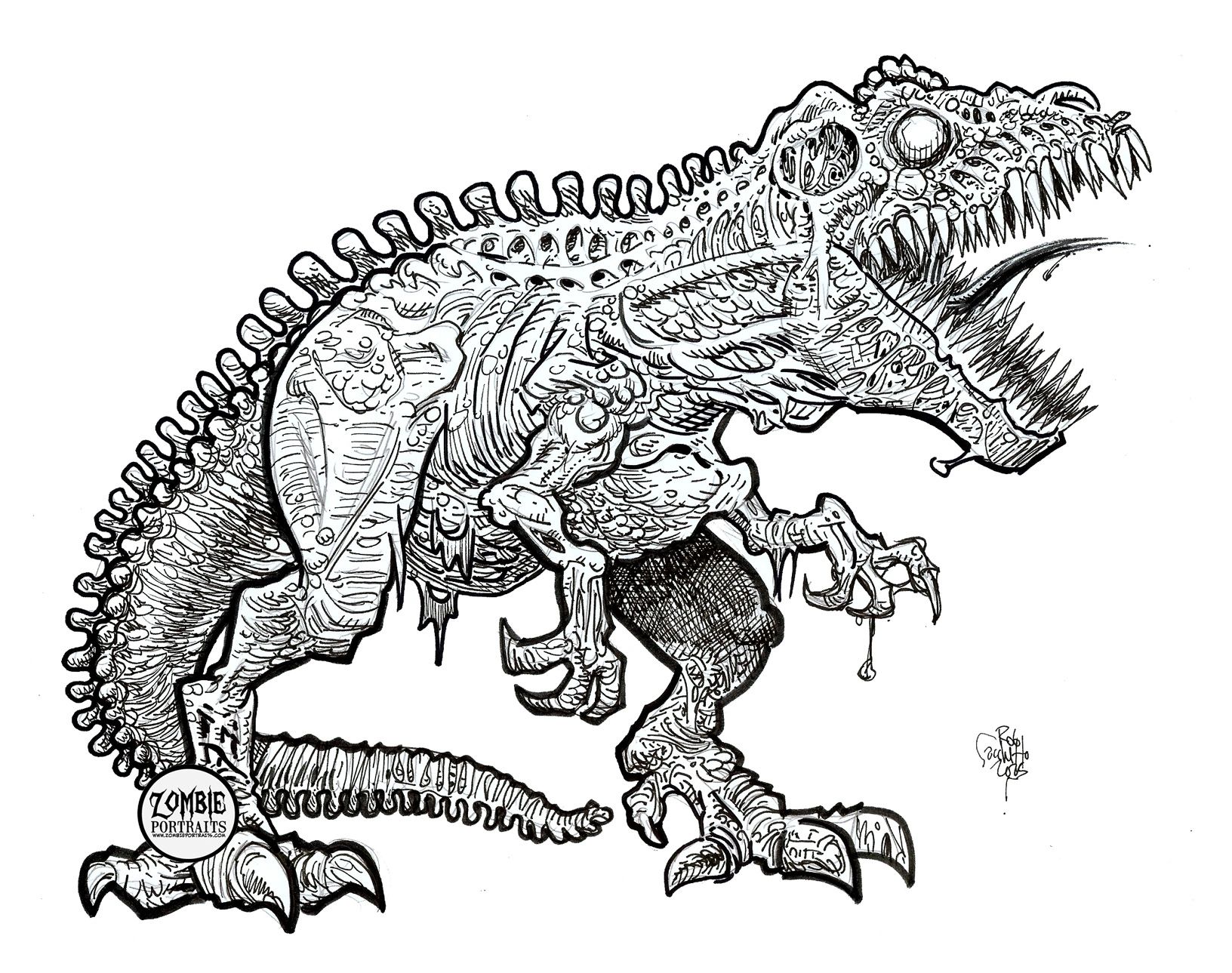 Zombie Raptor Dinosaur How To Draw A Zombie Dinosaur