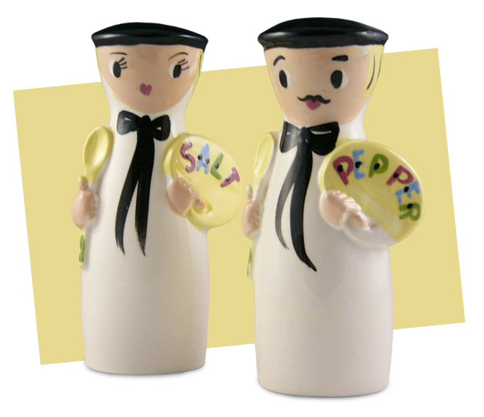 Vintage Bride & Groom Salt & Pepper Shakers