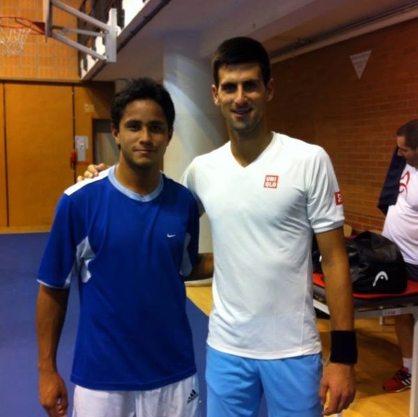 Max Tabatruong with Novak Djokovic during his professional ATP Tour tennis career.