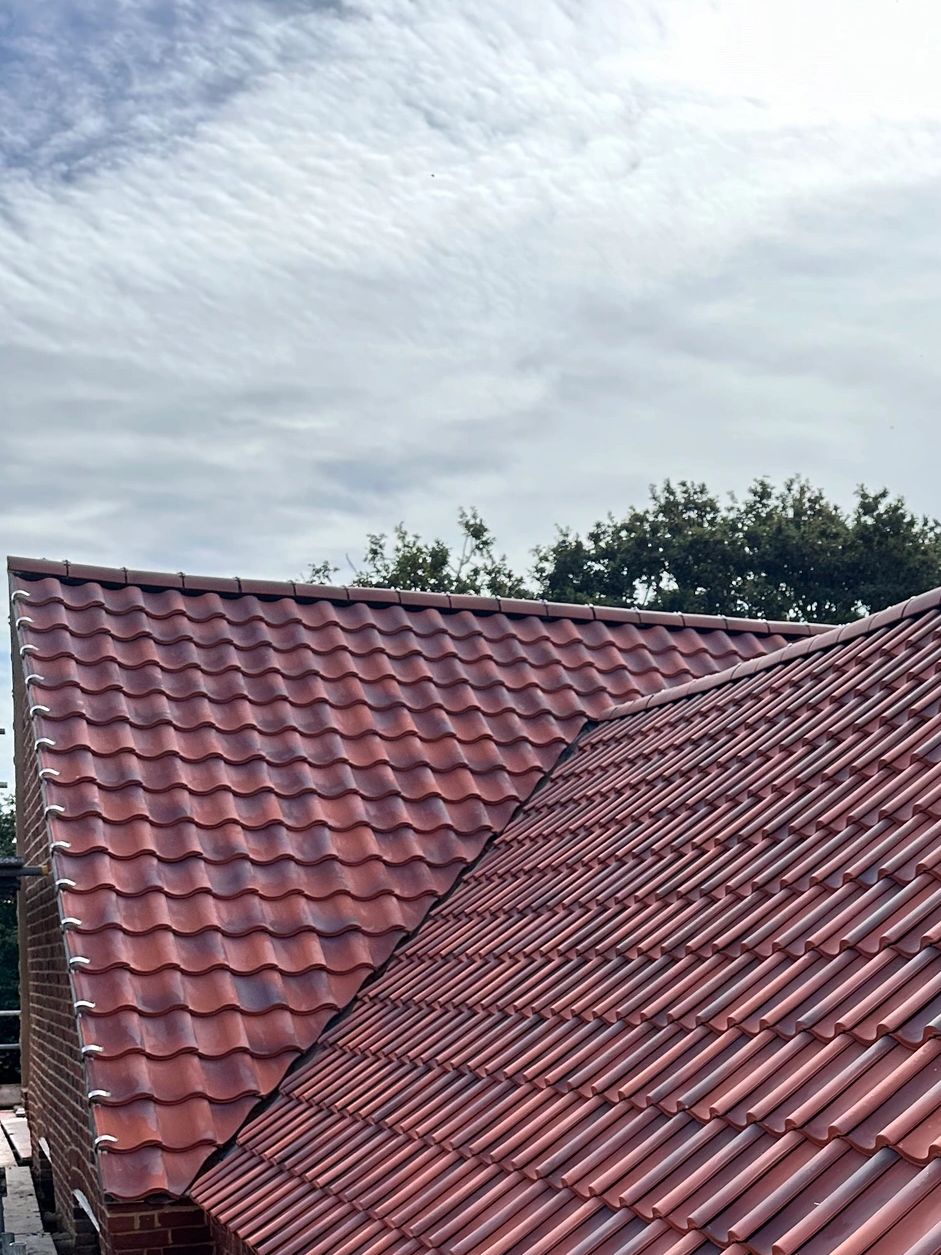 New roof replacement Norwich, Norfolk with dry ridge and lead valleys, best roofers in Norwich 