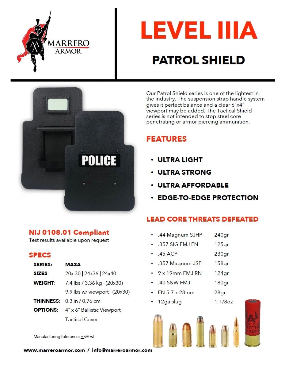 Battle Steel Level III Lightweight Ballistic Shields w/Viewport