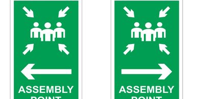 assembly point sign, warning sign, hazards sign, warning sign supplier, safety sign company