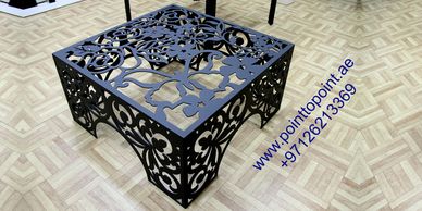 design dining table, laser cutting metals, metals design table, coffee table supplier, metal stand.