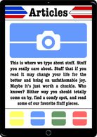 Awesome Article Homepage with funny text add in. Fun, fluffy, and all around entertaining articles.