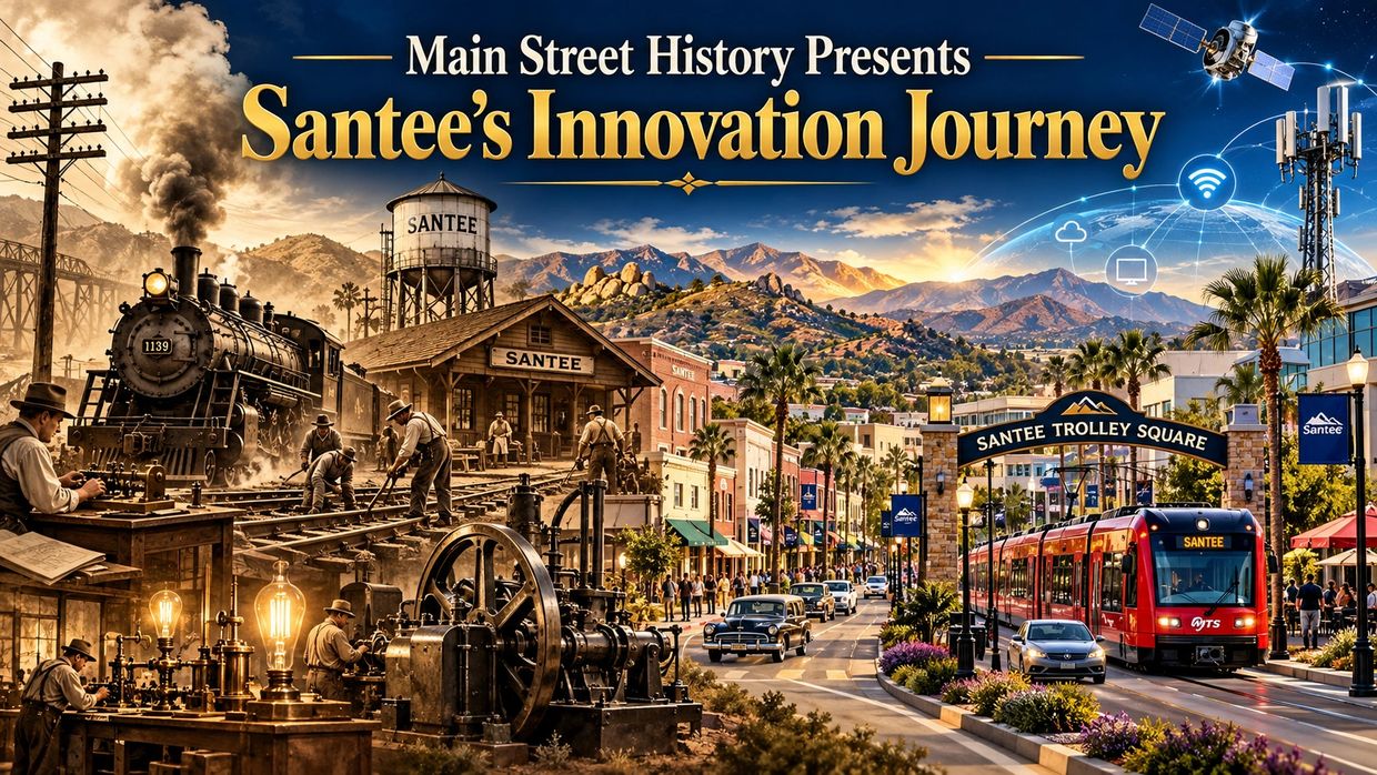 Santee's innovation journey from steam trains to modern trolleys.