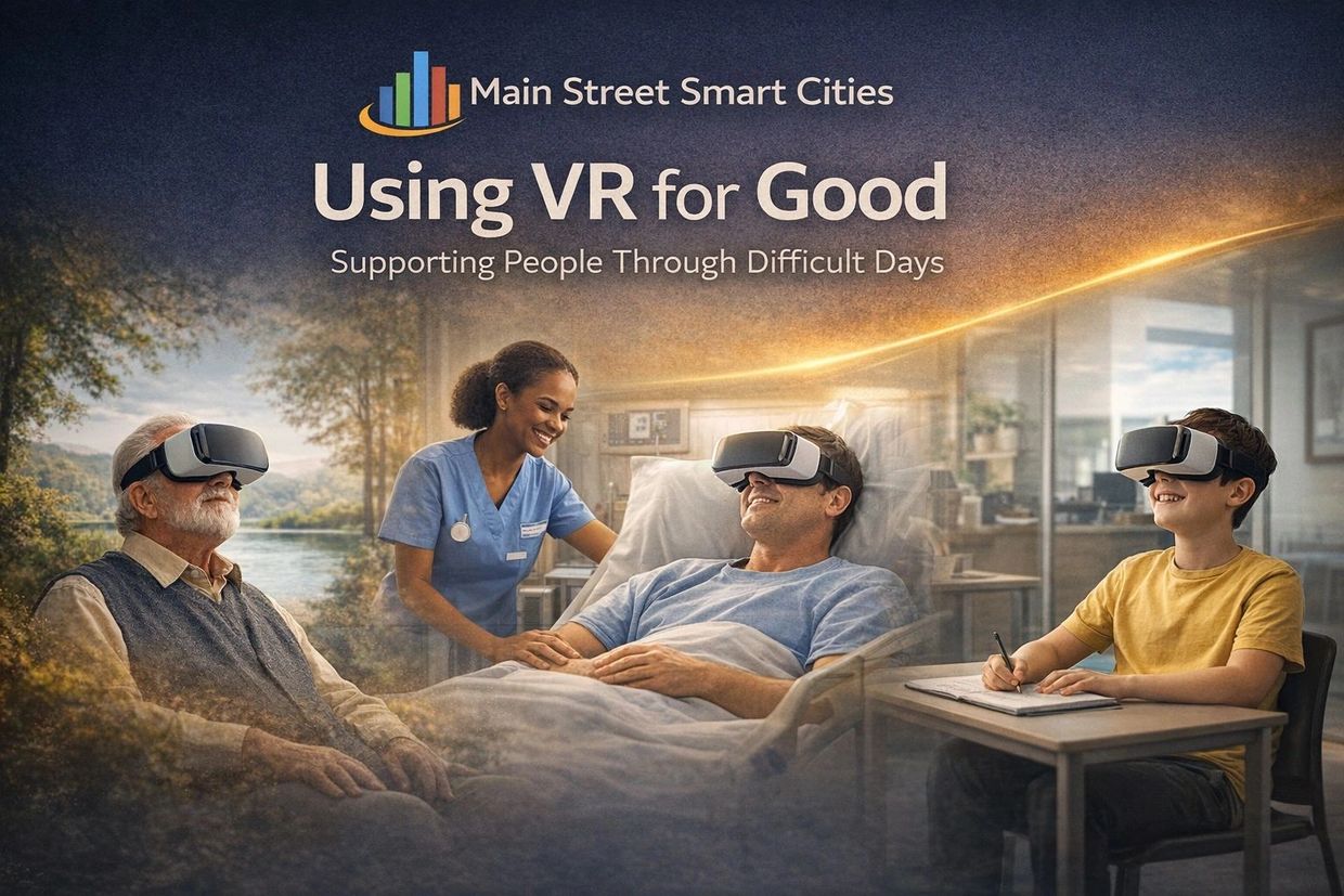 People of different ages using VR for support during difficult times.