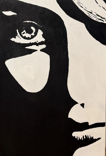 Black and white abstract face art.