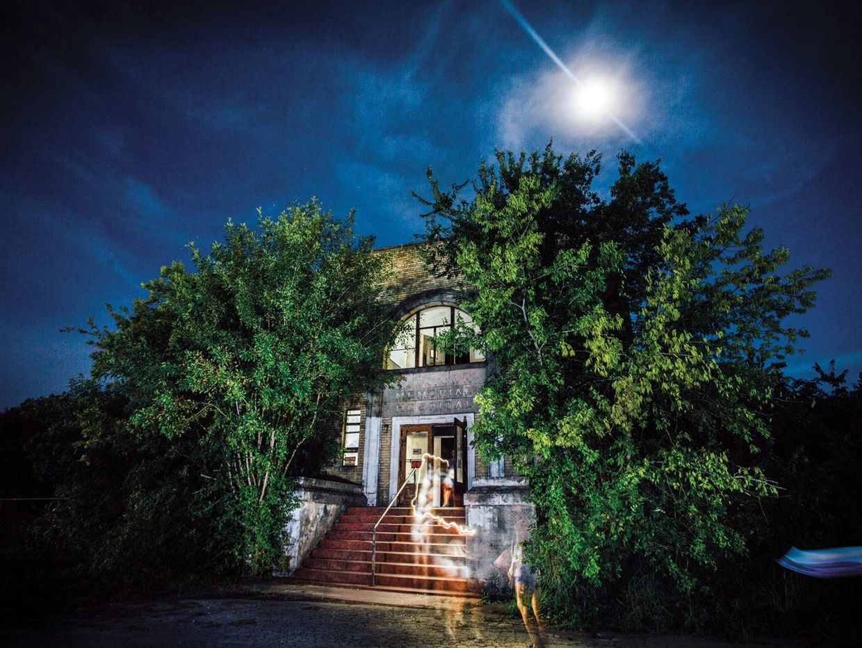 Yorktown Memorial Hospital after dark, taken for Texas Monthly. 