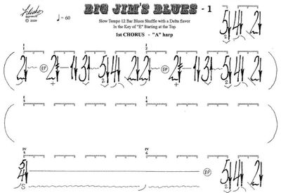 Sample of one part of "Big Jim's Blues" transcription.