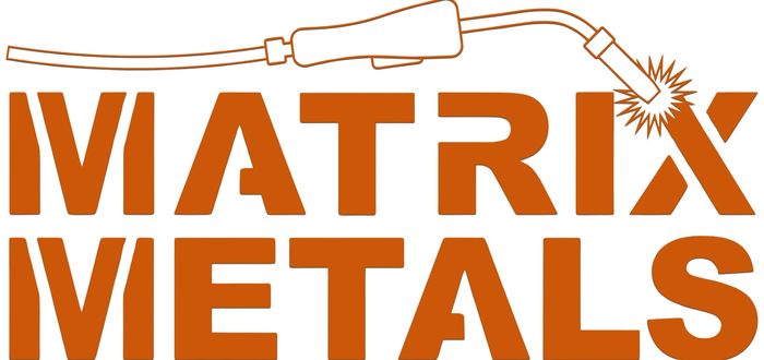 Matrix Metals logo with welding torch design.