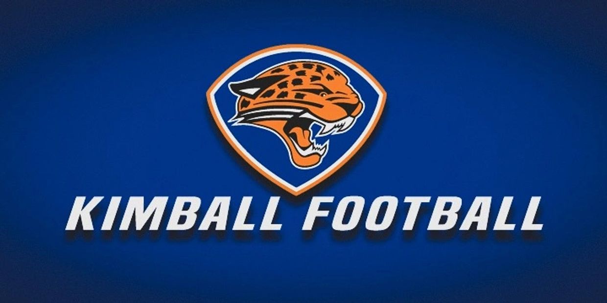 Kimball Football logo with a fierce jaguar head on a blue background.
