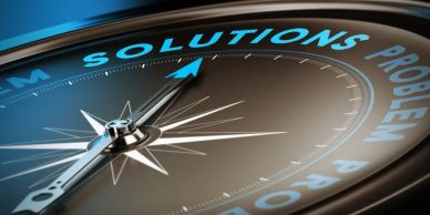 Compass pointing to solutions over problems.
