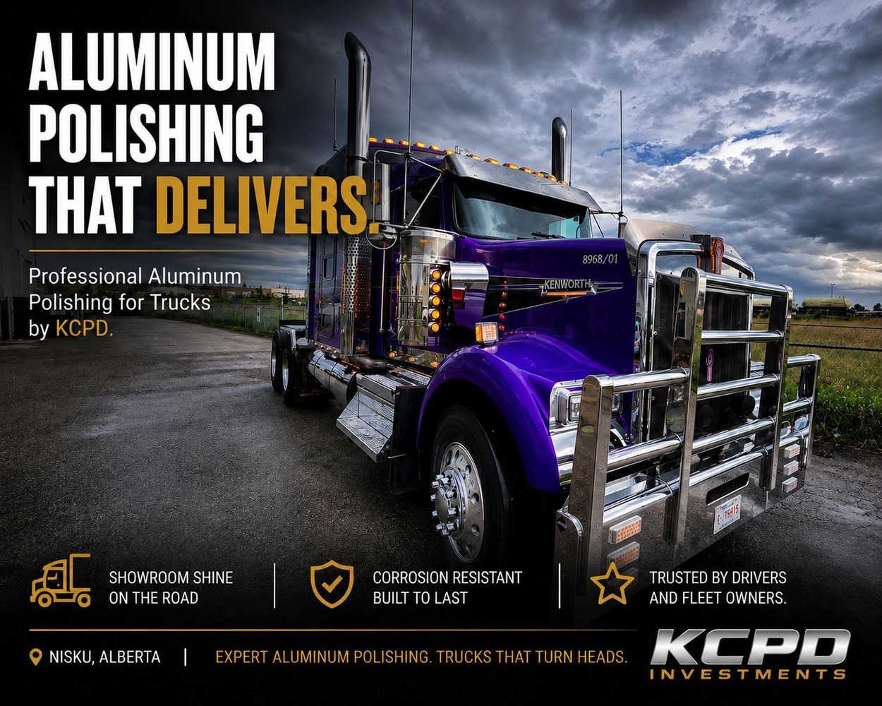 Professional aluminum polishing for trucks by KCPD with showroom shine and corrosion resistance.