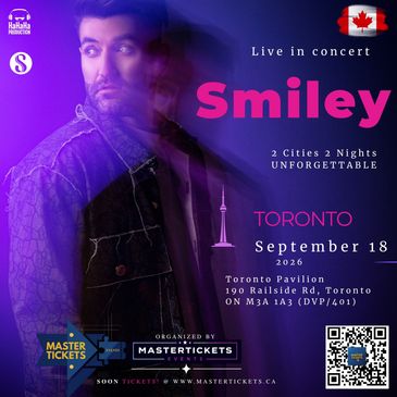 Smiley live concert in Toronto on September 18, 2026.