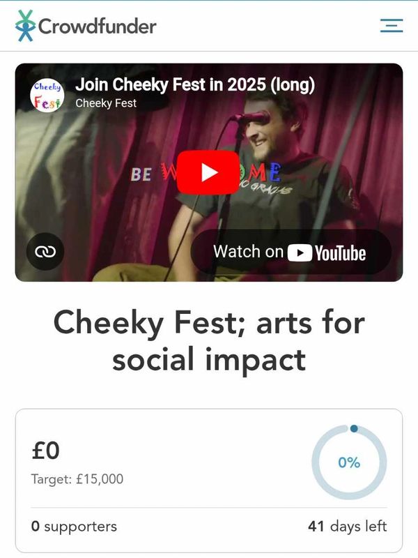 Crowdfunder campaign for Cheeky Fest; arts for social impact on Crowdfunder