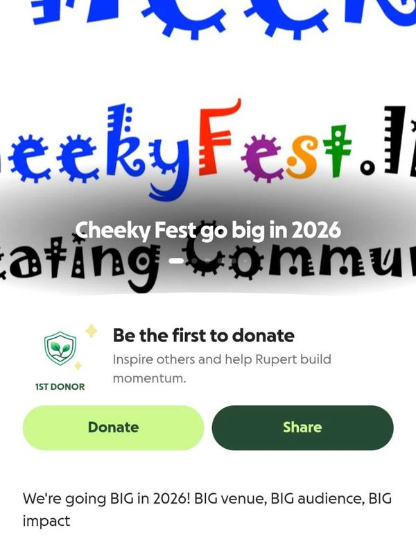 Crowdfunder campaign for Cheeky Fest; arts for social impact on GoFundMe