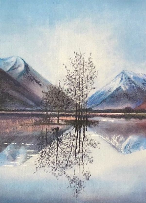 “Mountain dreams”
Watercolour on cotton paper
11” x 14”
