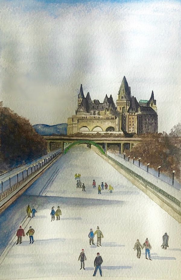 “Along the Rideau Canal”
Watercolour on paper
11” x 14”