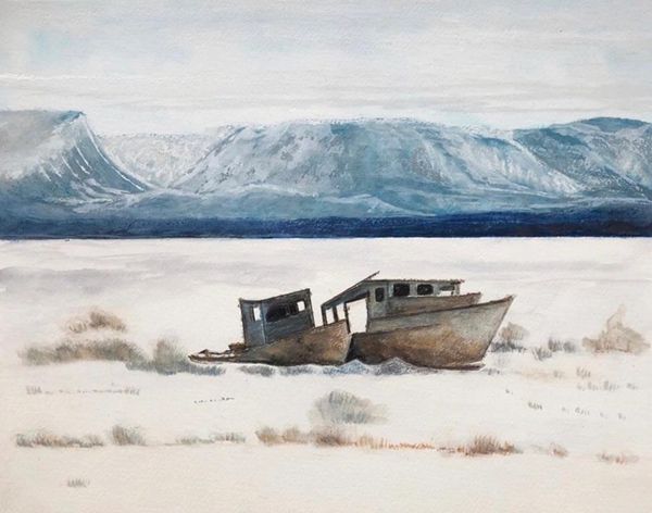 “Toward Gros Morne, Newfoundland”
Watercolour on linen paper
11” x 14”