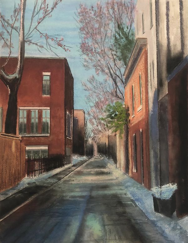 “Back alleys of my childhood”
Watercolour on linen paper
11” x 14”