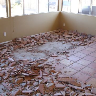 Square saltillo floor tile demolition