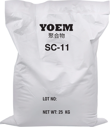 White industrial bag labeled YOEM SC-11 with 25 kg net weight.