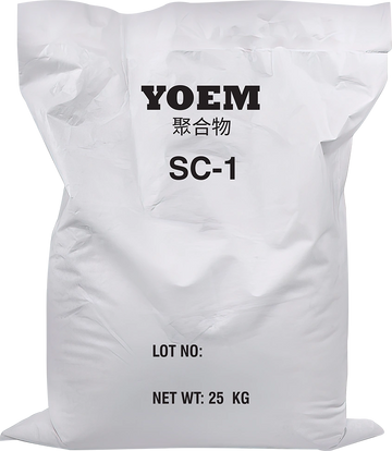 Large white industrial bag labeled YOEM SC-1 with 25 kg net weight.