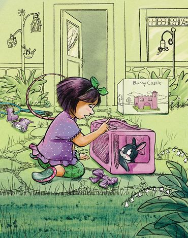 Huong warns Hippity Hop to not leave the backyard.