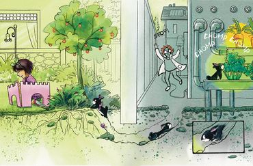 Hippity Hop leaves her yard and burrows into a neighbors yard because she smells broccoli, her favor