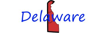 Outline of Delaware with its name in blue text.