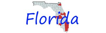 Map of Florida with highlighted regions and blue text.