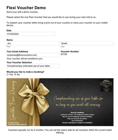 Design your Hotel Gift Vouchers and Restaurant Gift Vouchers
