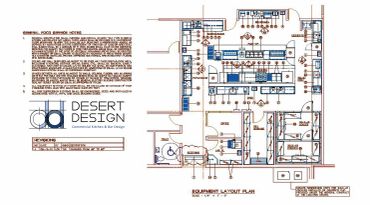 Commercial kitchen floor plan by Desert Design.