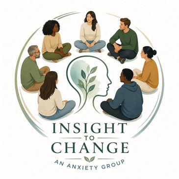Diverse group sitting in a circle for an anxiety support group called Insight to Change.