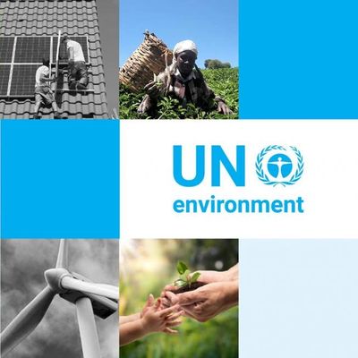 Collage representing UN Environment's commitment to sustainability and renewable energy.
