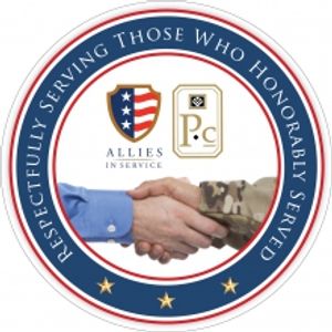 Logo of Allies In Service honoring military veterans.