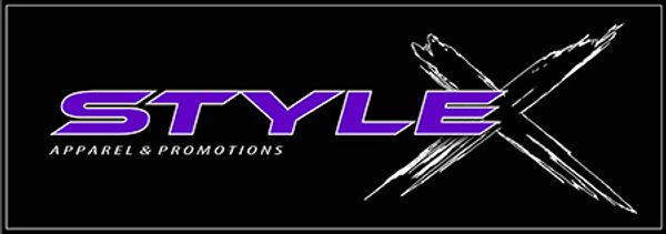 Logo for Style X Apparel &amp; Promotions with bold purple and white text.