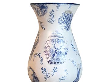 blue toile hand painted vase Montero Manor by Chelsea