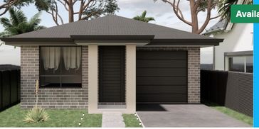 Modern single-story house with brick facade, black door, and garage.